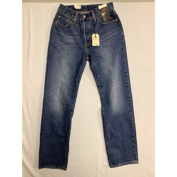 NWT WOMEN'S LEVI JEANS 501 '90s Mid Rise Straight Leg SELVEDGE Button Fly $138 - Picture 1 of 9